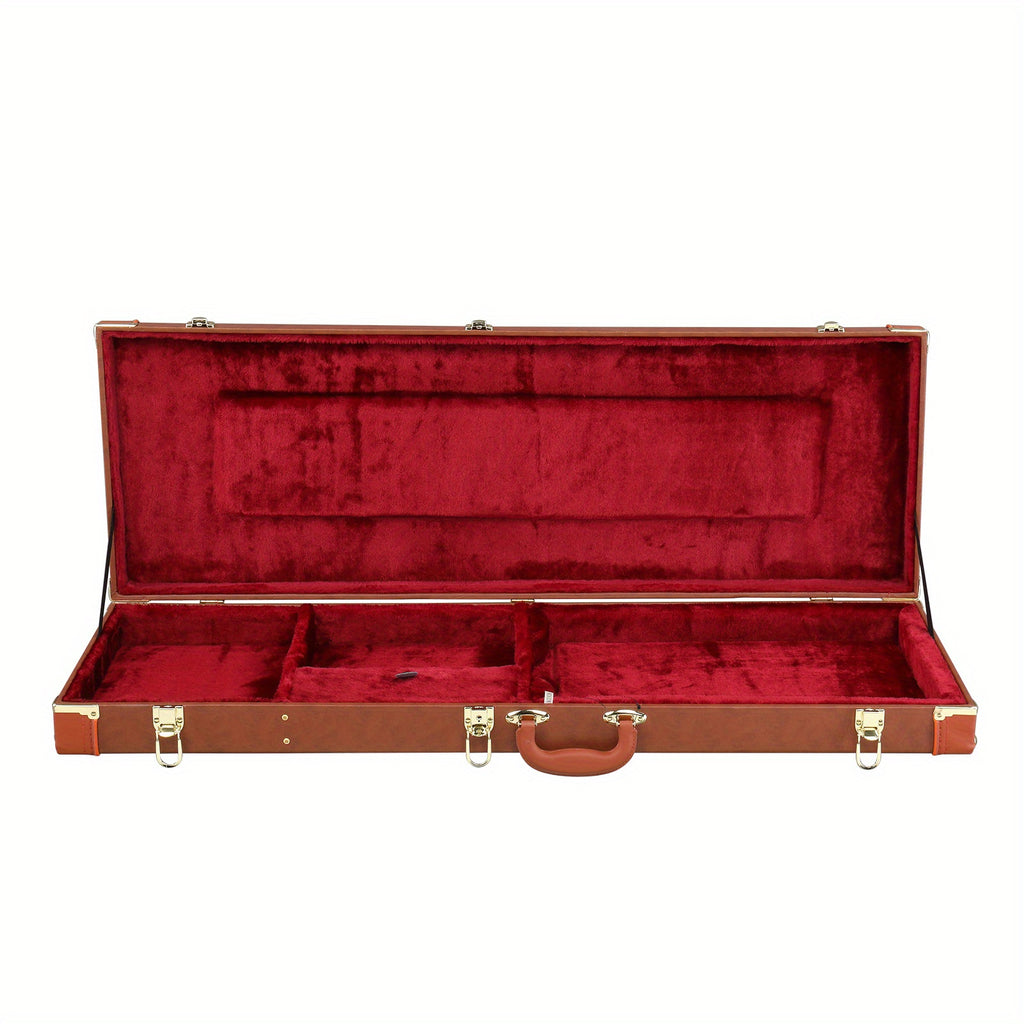 Guitar Case with Lockable, Wood, Electric Hard Lockable Wood PU Leather - product gallery image 2