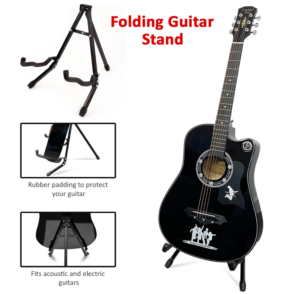 Guitar Stand with Space-Saving, Foldable, Non-Slip, Metal, Foldable Guitar Stand-A-Frame - product gallery image 13