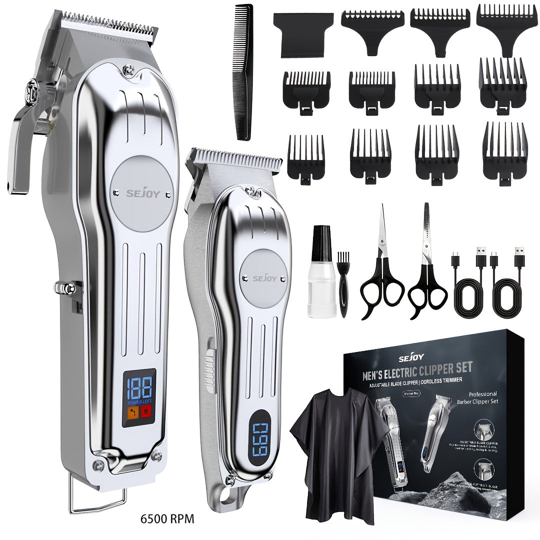 Hair Clipper Professional Cordless Clippers Men Barber with Rechargeable, Metal - Silvery option