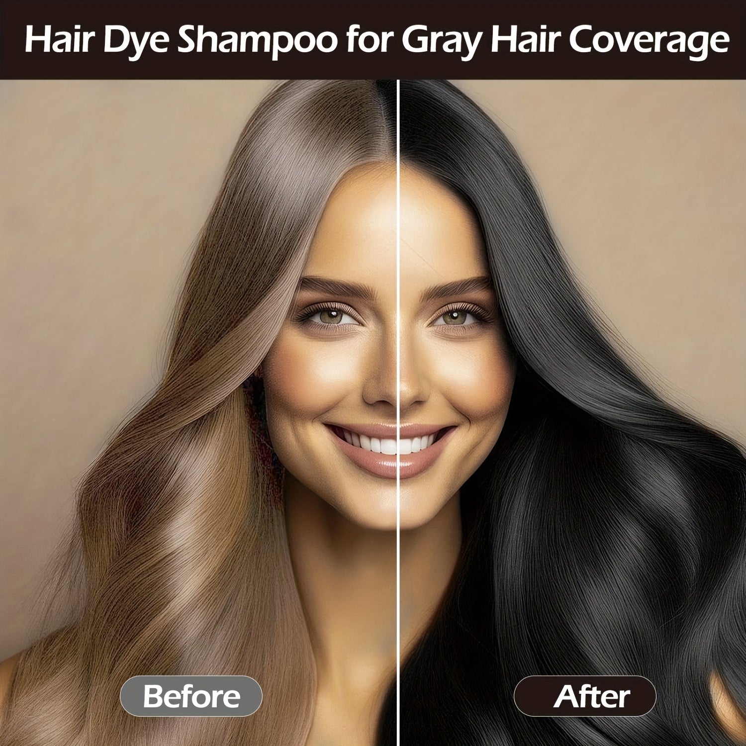 Hair Colour Shampoo Black 3-in-1 Kit with 500ml for hair, skin and beauty routines - product gallery image 2
