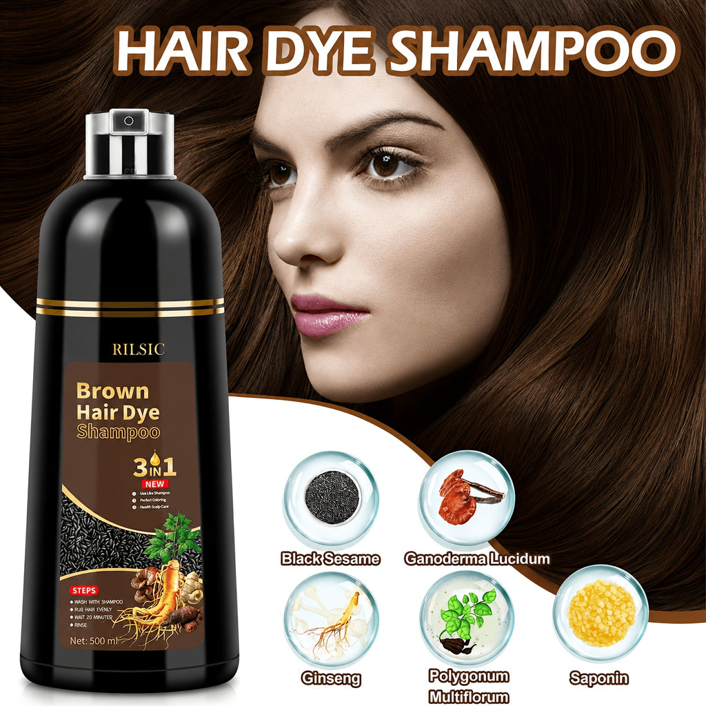 Hair Colouring Shampoo Herbal Dye 3-in-1 Instant Grey Men with 500ml - product gallery image 6