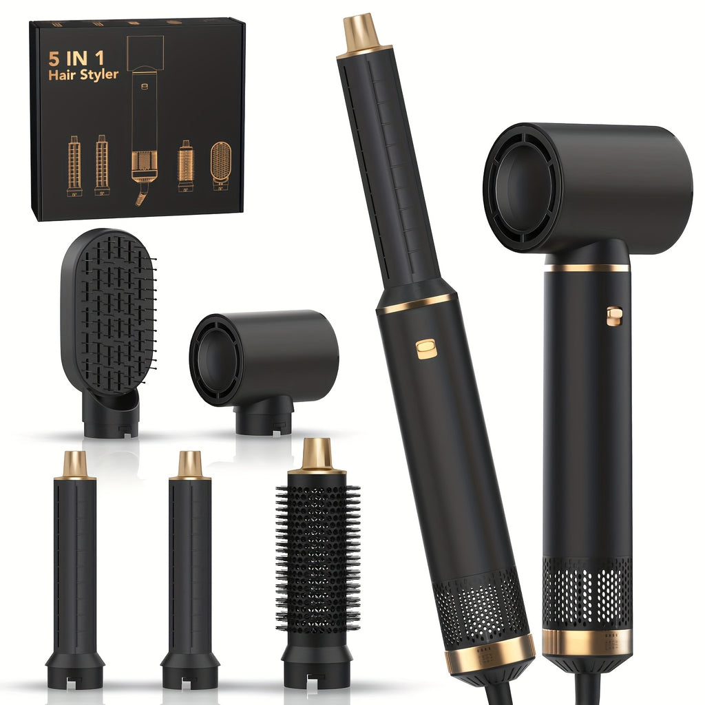 Hair Dryer Brush 5-in-1 Blow Detachable Styler Salon-Quality - Black option