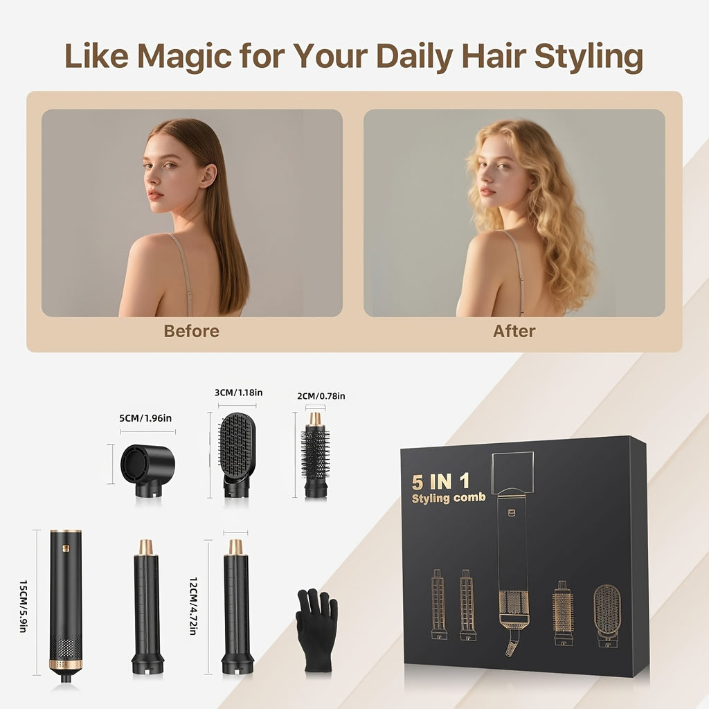 Hair Dryer Brush 5-in-1 Blow Detachable Styler Salon-Quality - product gallery image 6