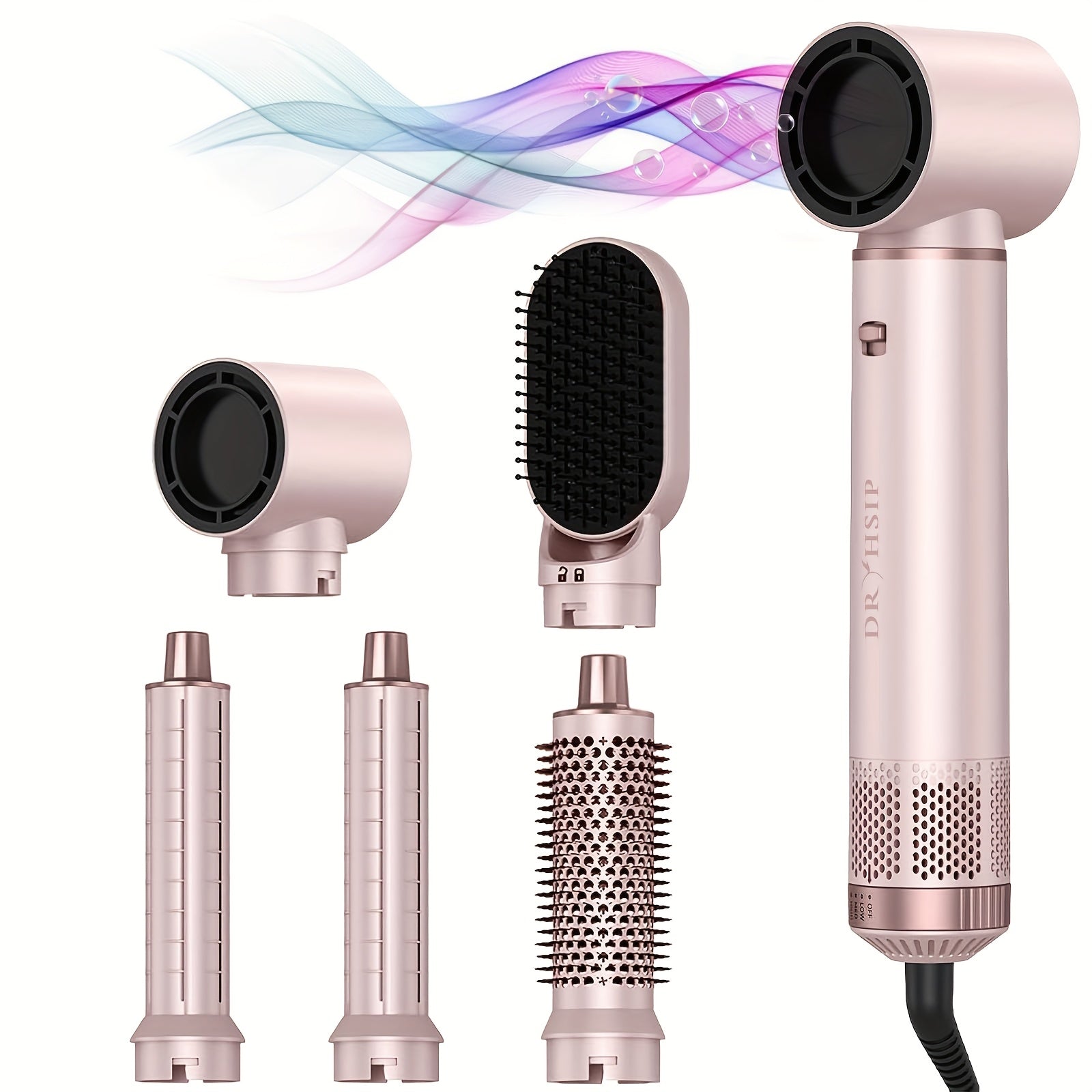 Hair Dryer Brush 5-in-1 Blow Detachable Styler Salon-Quality - Pink option