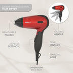 Hair Dryer Red Hot Travel 1200W Red Dual with Foldable - product gallery image 10