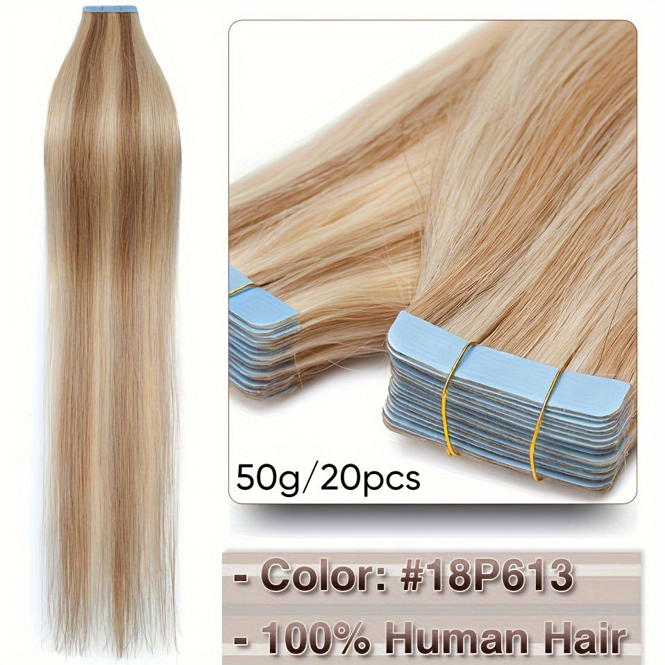 Hair Extension Brazilian Tape-In Human Extensions Density with 50g, 20pcs - 18P613#, 66.04cm option