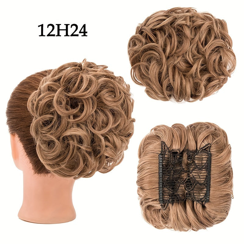 Hair Extension Clip-In Ponytail Scrunchie Curly Bun Hairpiece with 15.24cm - 12H24, 15.24cm option