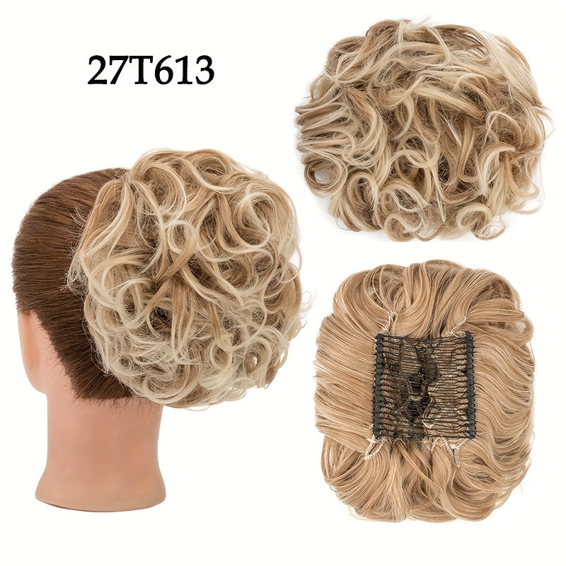 Hair Extension Clip-In Ponytail Scrunchie Curly Bun Hairpiece with 15.24cm - 27H613, 15.24cm option