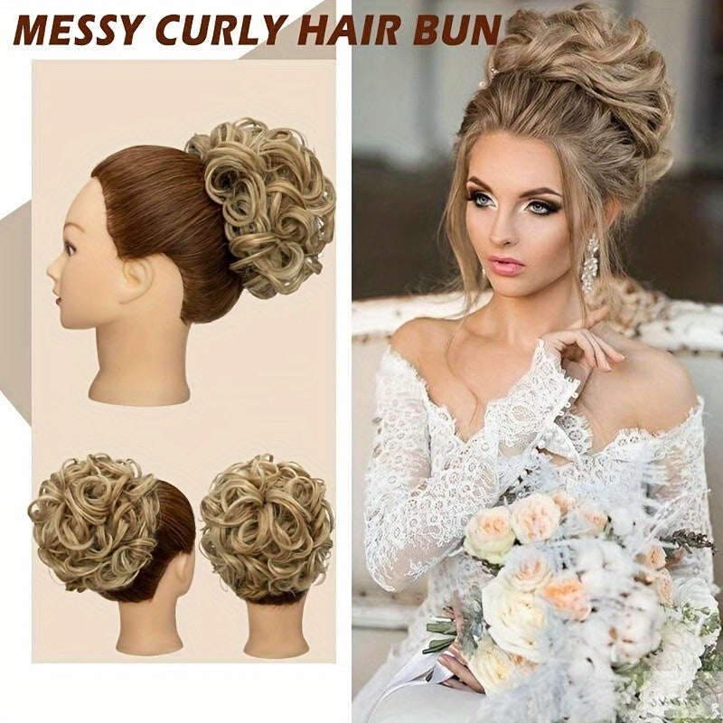 Hair Extension Clip-In Ponytail Scrunchie Curly Bun Hairpiece with 15.24cm - product gallery image 2