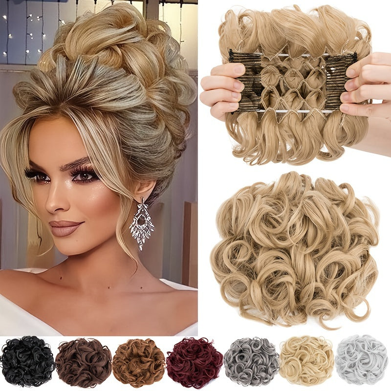 Hair Extension Clip-In Ponytail Scrunchie Curly Bun Hairpiece with 15.24cm
