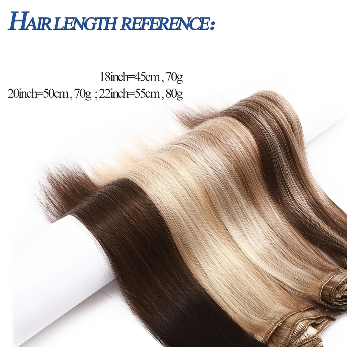 Hair Extension Remy Human Clip-In Extensions Piece Seamless with 50.8cm, 55.88cm - product gallery image 2