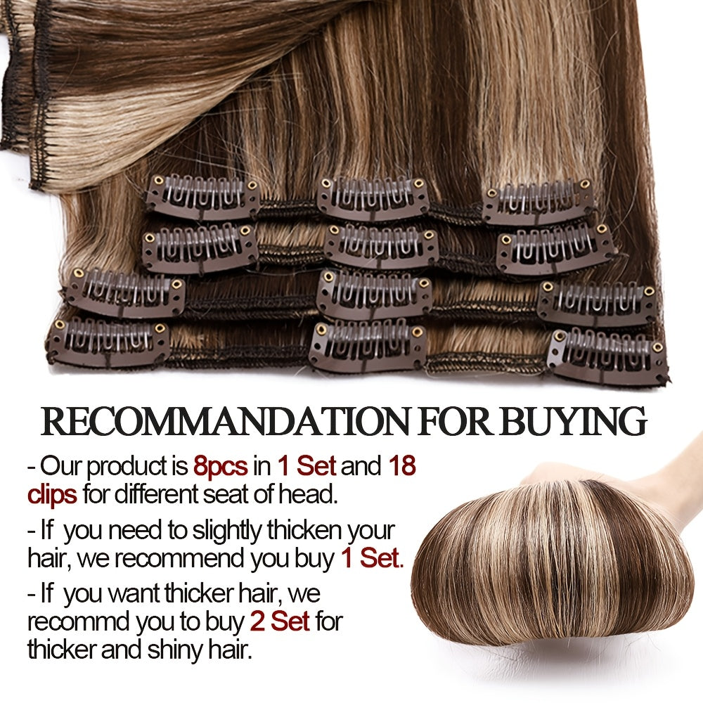 Hair Extension Remy Human Clip-In Extensions Piece Seamless with 50.8cm, 55.88cm - product gallery image 4