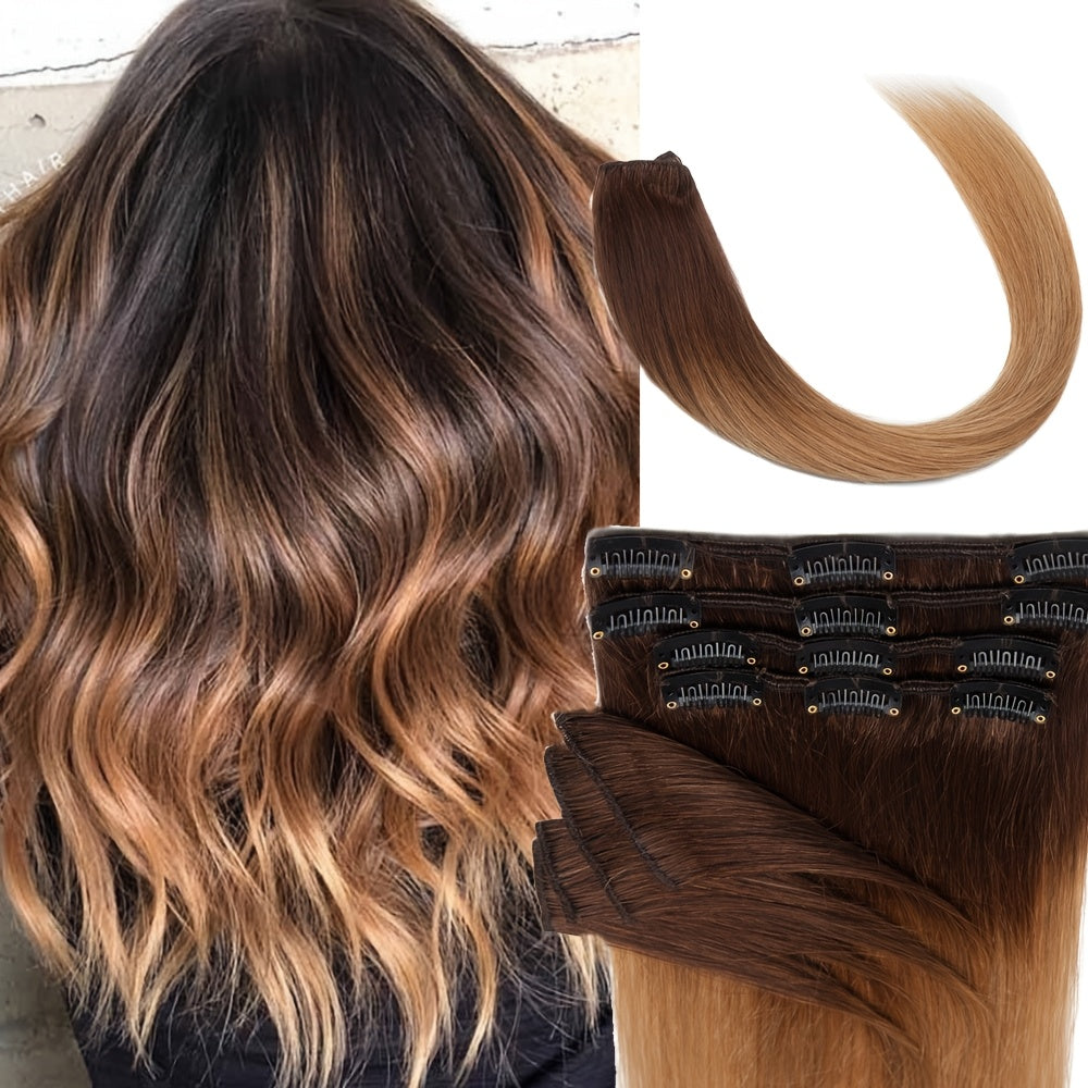 Hair Extension Remy Human Clip-In Extensions Piece Seamless with 50.8cm, 55.88cm