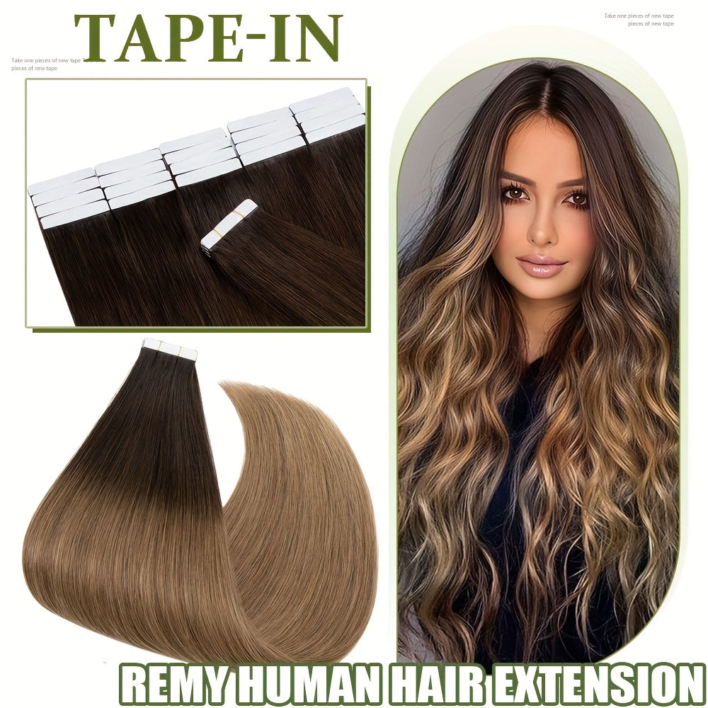 Hair Extension Tape In Human Extensions 20pcs Remy with 50g - #2T6, 35.56cm option