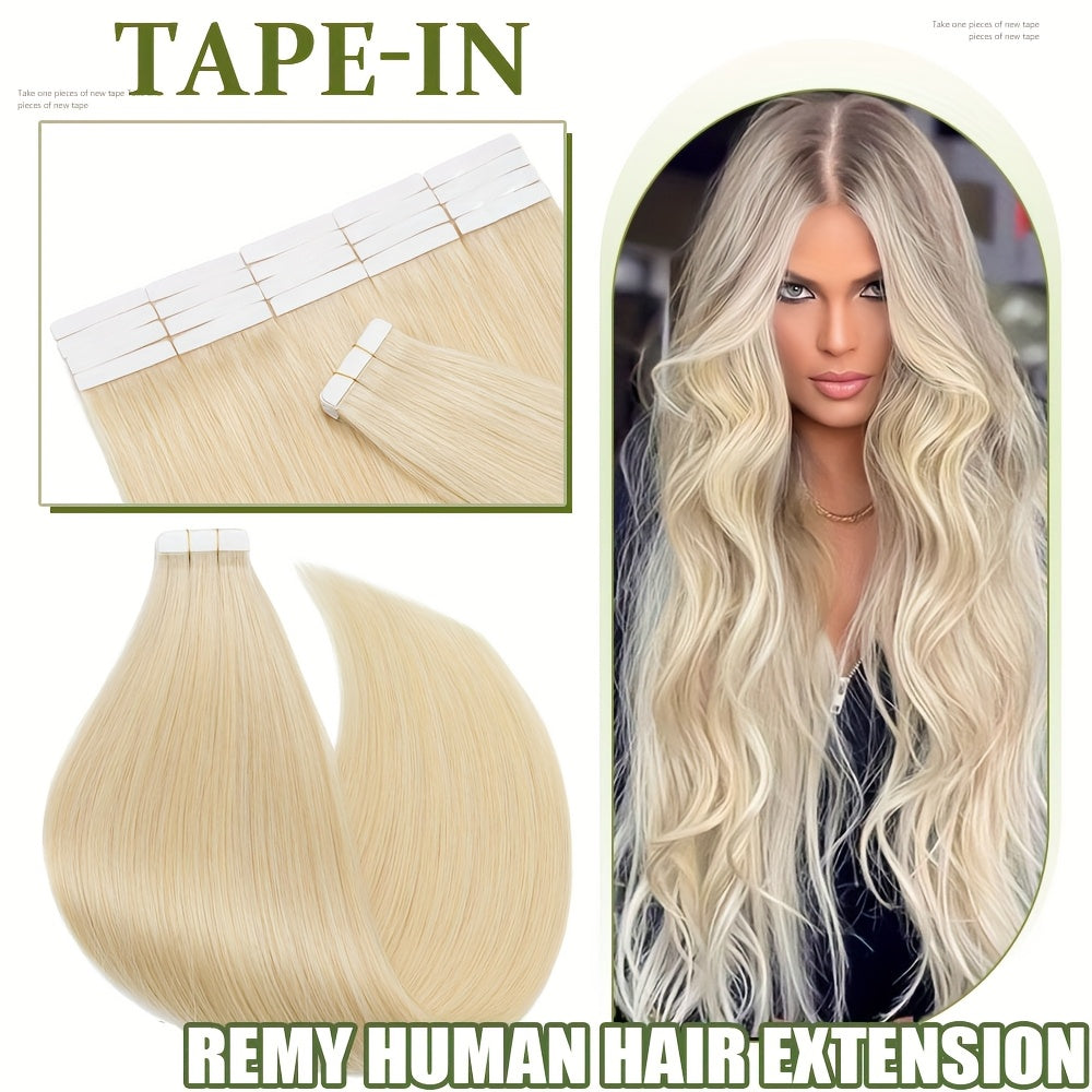 Hair Extension Tape In Human Extensions 20pcs Remy with 50g - #613, 35.56cm option