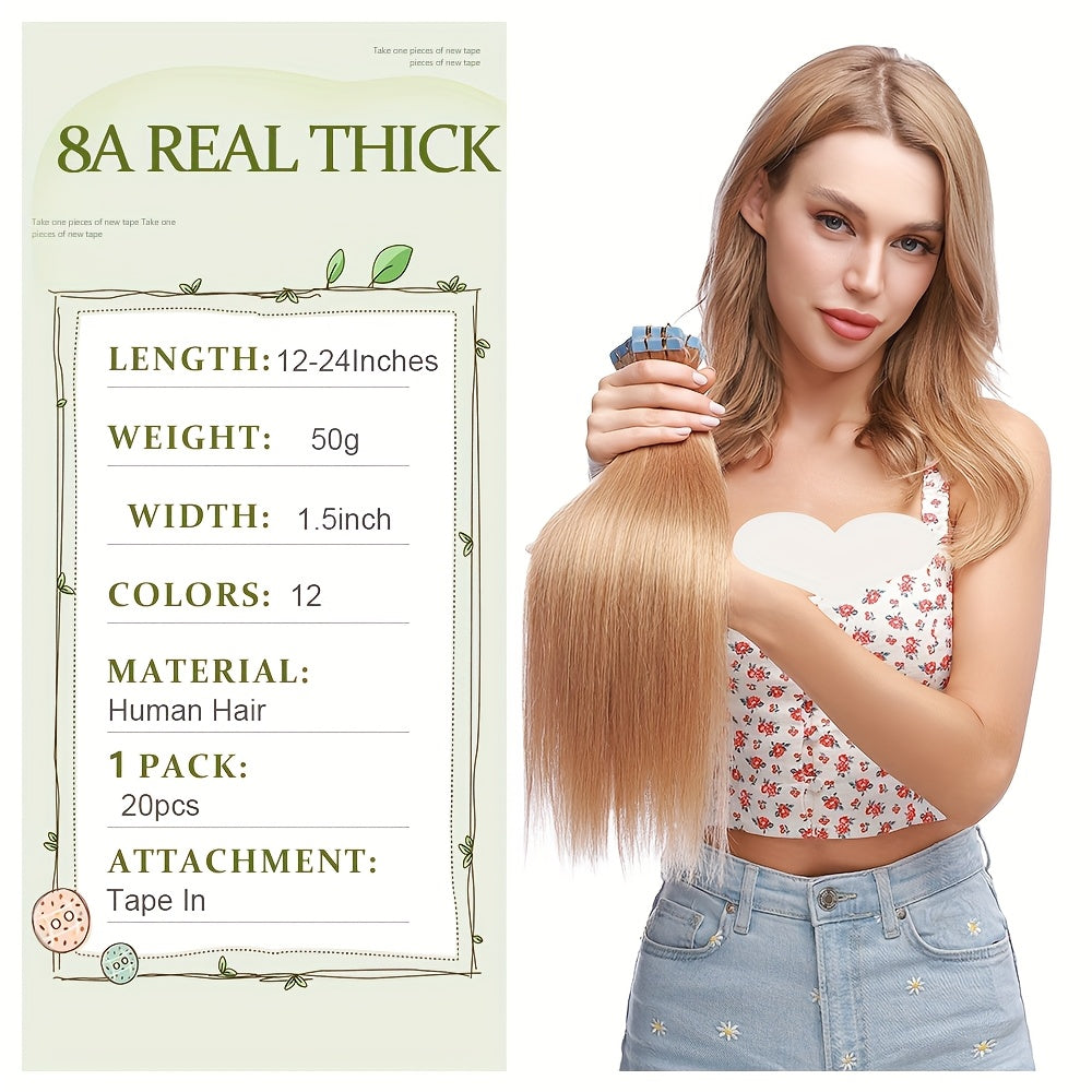 Hair Extension Tape In Human Extensions 20pcs Remy with 50g - product gallery image 4