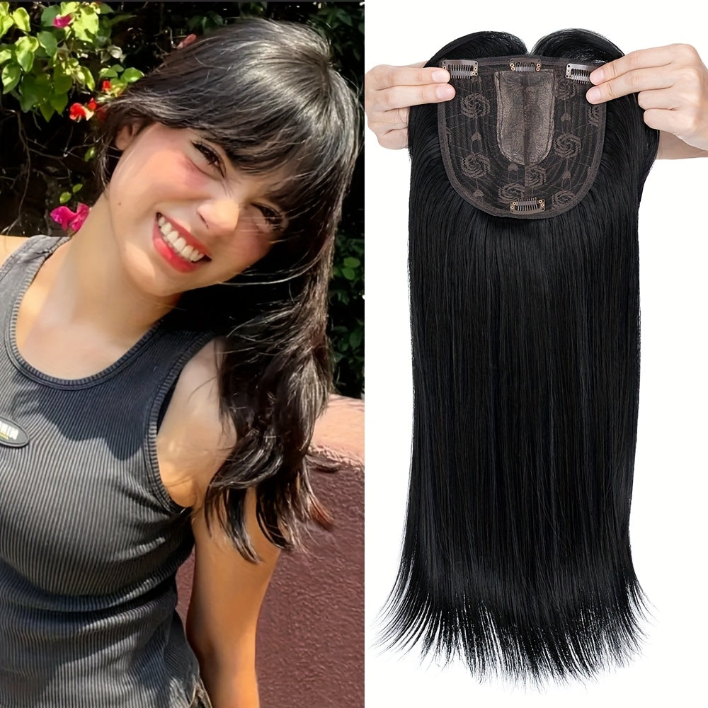 Hair Topper Bangs Women Thinning 45.72cm Clip-In 3D with 15.24cm - #1B option