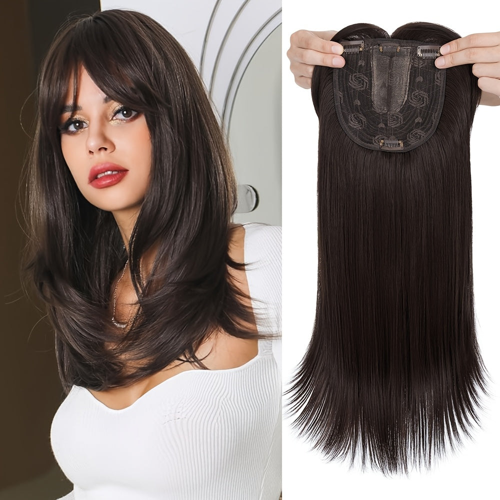 Hair Topper Bangs Women Thinning 45.72cm Clip-In 3D with 15.24cm