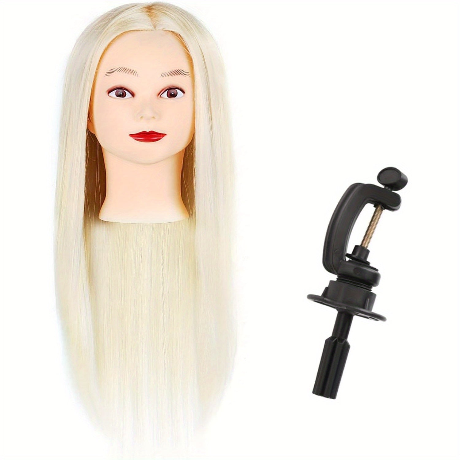 Hairdressing Mannequin Head Inch Training Styling Doll Bench Clamp with 60cm