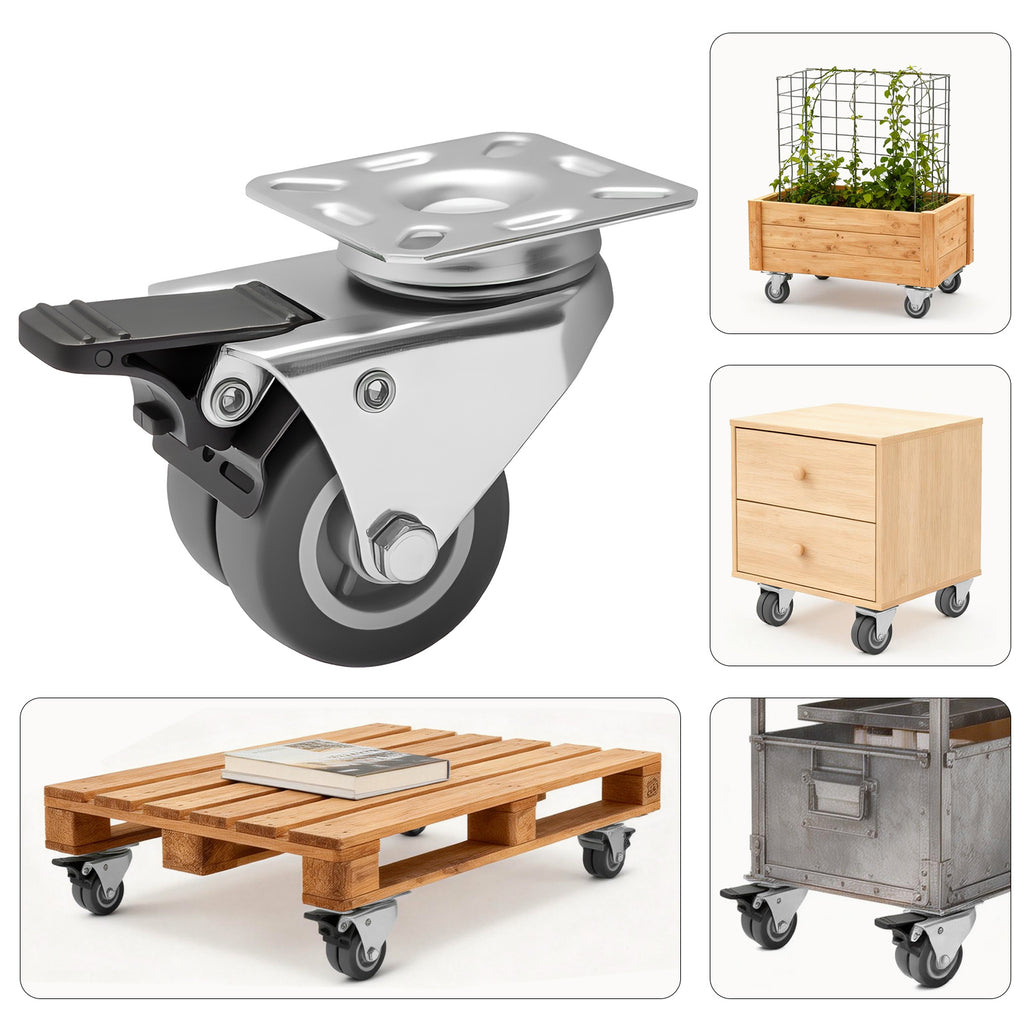 Hand Truck Trolley with Wheels, Lockable, 5.08 cm, Metal, 4pcs - product gallery image 11