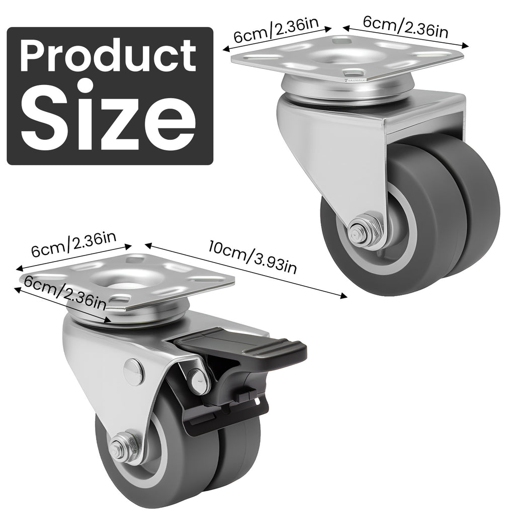 Hand Truck Trolley with Wheels, Lockable, 5.08 cm, Metal, 4pcs - product gallery image 9