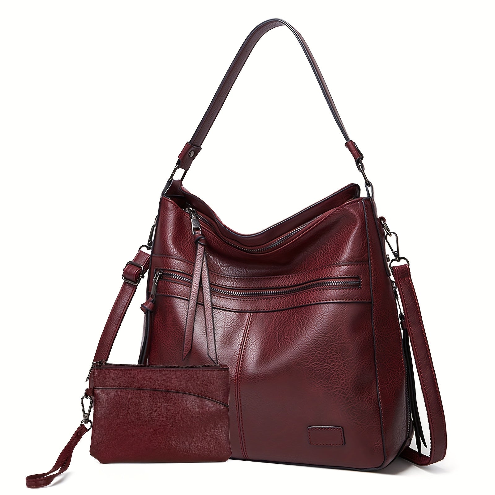 Handbag Convertible Tote Backpack Crossbody Strap for travel - BURGUNDY option