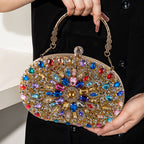 Handbag Crystal Evening Clutch Bag Women Sparkly with Metal - Gold option