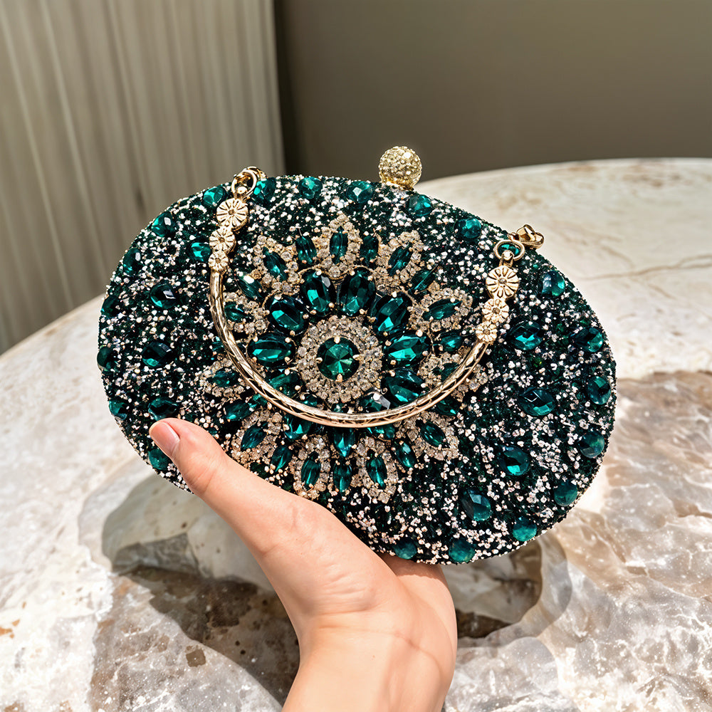 Handbag Crystal Evening Clutch Bag Women Sparkly with Metal
