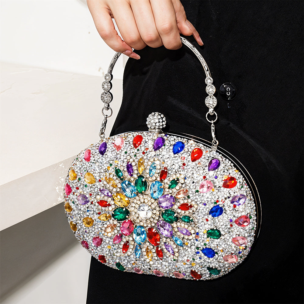 Handbag Crystal Evening Clutch Bag Women Sparkly with Metal - Silver option