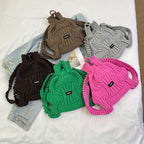 Handbag Knitted Tote Bag Women Woven Drawstring with Foldable - product gallery image 2