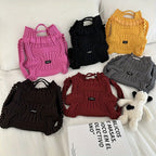 Handbag Knitted Tote Bag Women Woven Drawstring with Foldable