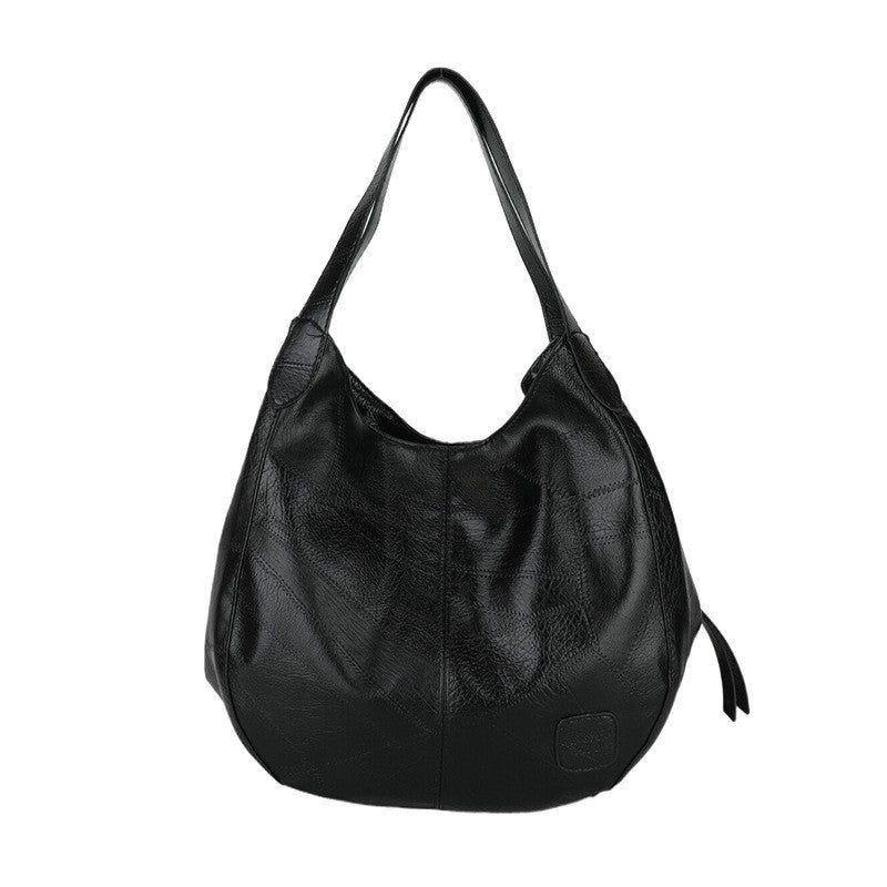 Handbag Large Capacity Women Shoulder Bag PU with Leather - Black option