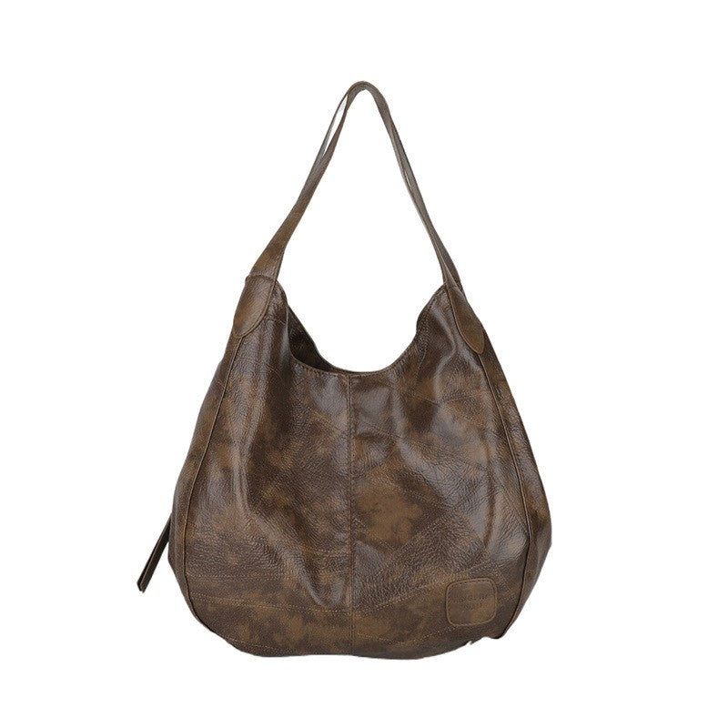 Handbag Large Capacity Women Shoulder Bag PU with Leather - Coffee option