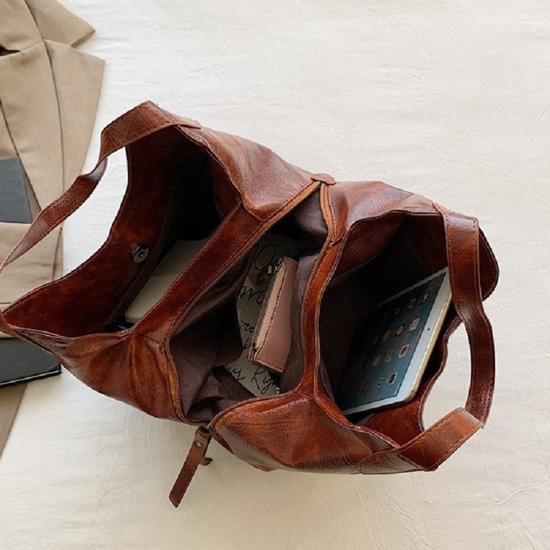 Handbag Large Capacity Women Shoulder Bag PU with Leather - product gallery image 4