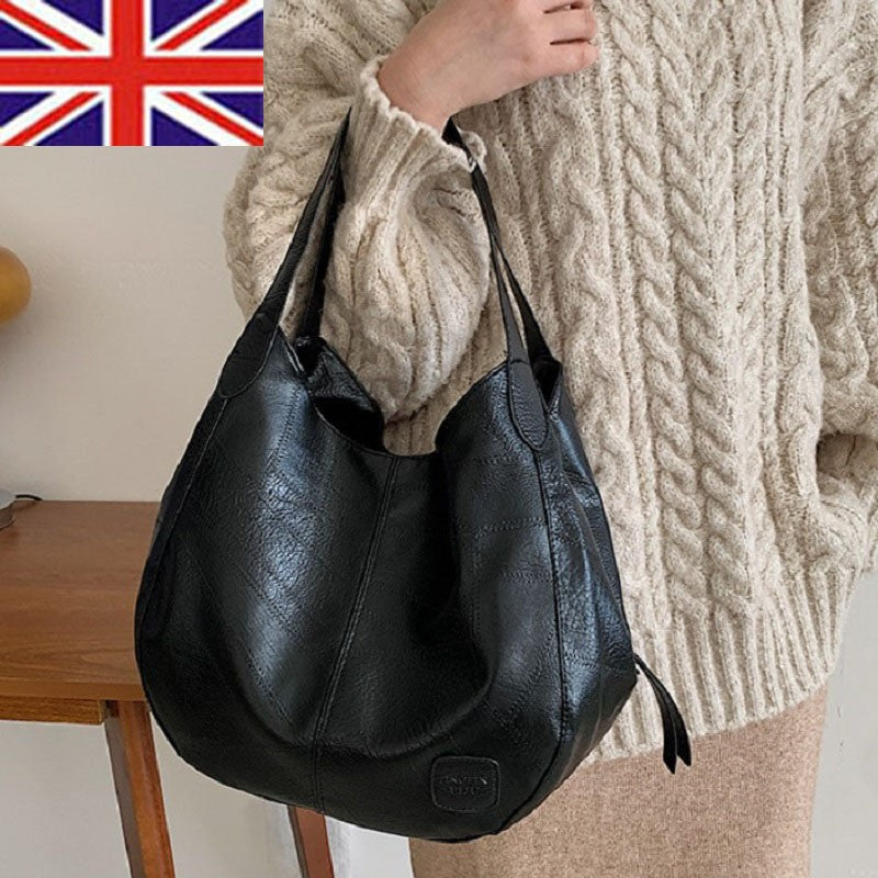 Handbag Large Capacity Women Shoulder Bag PU with Leather