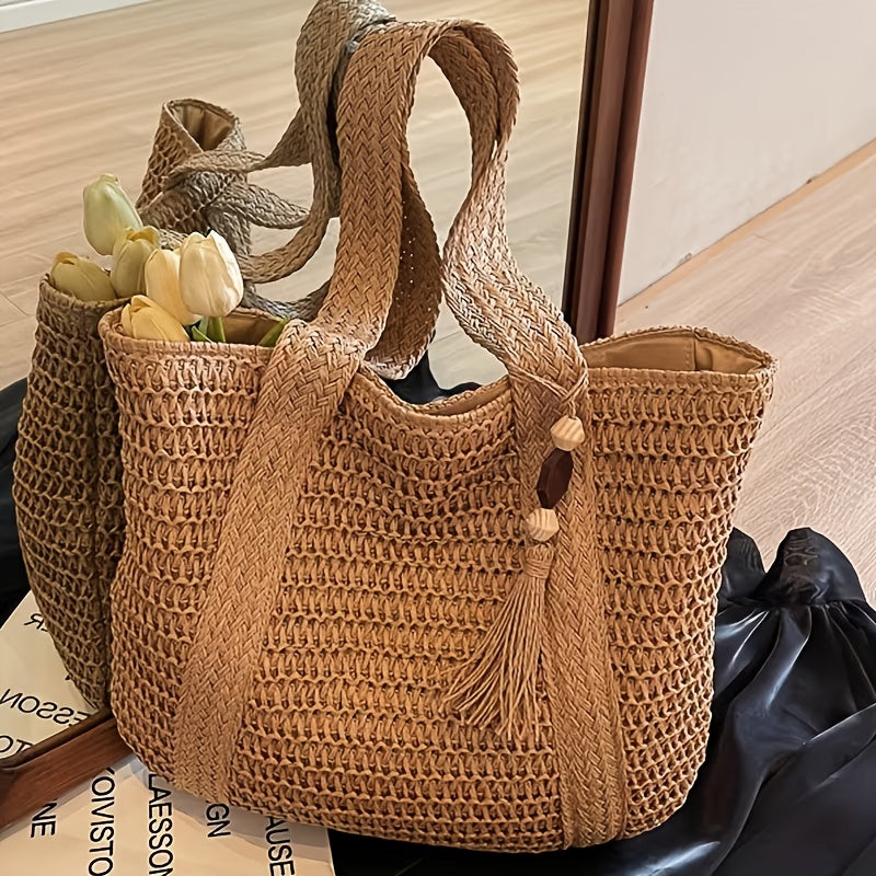 Handbag Large Capacity Woven Tote Bag Women for travel - product gallery image 3
