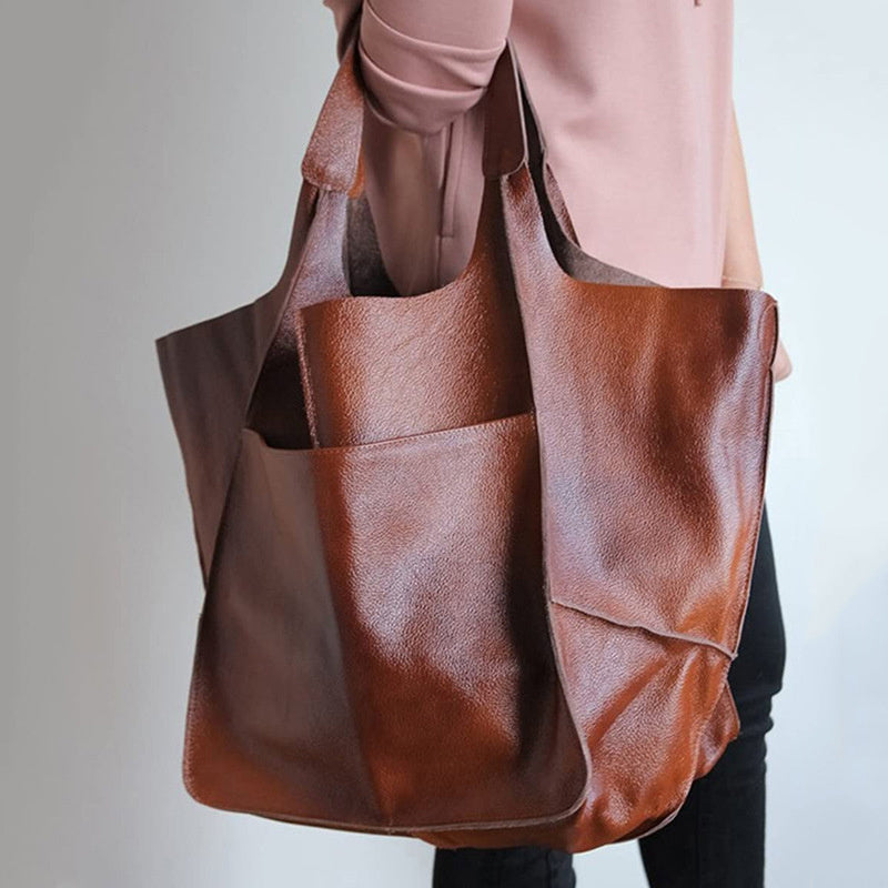 Handbag Large Retro PU Leather Shoulder Bag for travel - product gallery image 3