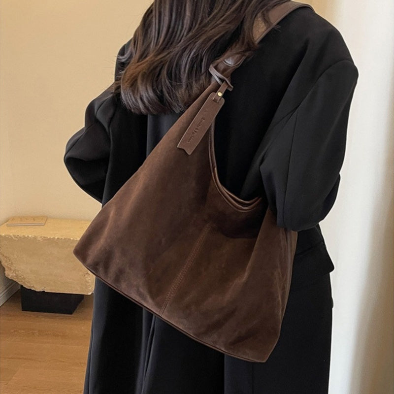 Handbag Suede Hobo Bag Women Large Shoulder with Leather - product gallery image 2
