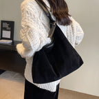 Handbag Suede Hobo Bag Women Large Shoulder with Leather - product gallery image 4
