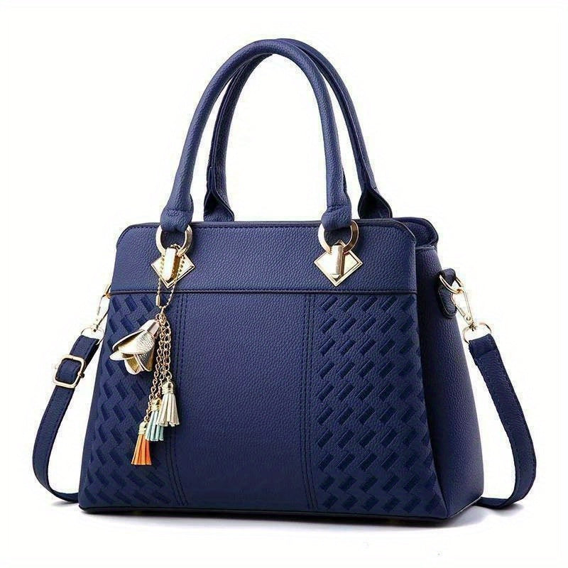 Handbag Women's PU Leather Tote Crossbody Strap for home offices - Royal Blue option