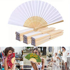 Handheld Fan White Paper Bamboo Folding Fans of with Foldable - product gallery image 2