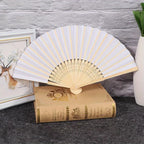 Handheld Fan White Paper Bamboo Folding Fans of with Foldable - product gallery image 5