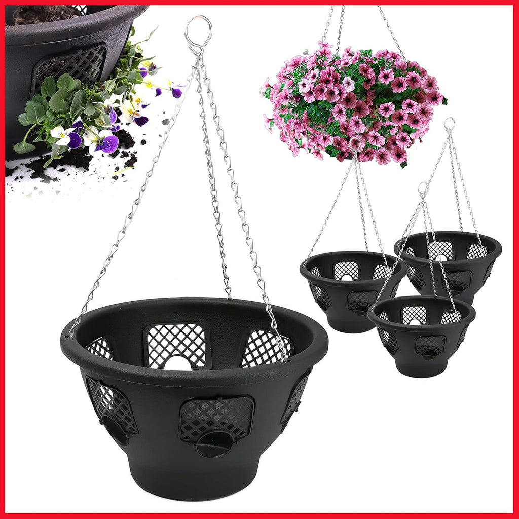 Hanging Basket with Freestanding, Plastic, 12 Inch Hanging Basket Set of 4 - product gallery image 3