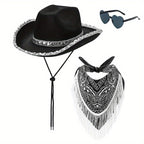 Hats & Costume Accessorie with Women Cowboy Cowgirl Hat Bandana Glasses - product gallery image 7
