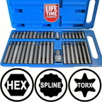 Hex Torx Star & Spline BIT Socket Set 3/8" with Plastic