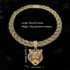 Hip Hop Necklace Tiger Head Pendant Cuban Link Men with Metal, Pendant+Necklace(50.8cm) - product gallery image 2