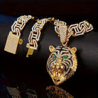 Hip Hop Necklace Tiger Head Pendant Cuban Link Men with Metal, Pendant+Necklace(50.8cm) - product gallery image 4