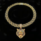 Hip Hop Necklace Tiger Head Pendant Cuban Link Men with Metal, Pendant+Necklace(50.8cm) - product gallery image 6