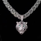 Hip Hop Necklace Tiger Head Pendant Cuban Link Men with Metal, Pendant+Necklace(50.8cm) - product gallery image 7
