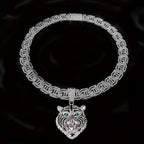 Hip Hop Necklace Tiger Head Pendant Cuban Link Men with Metal, Pendant+Necklace(50.8cm) - 【white】, Pendant+Necklace(50.8cm) option